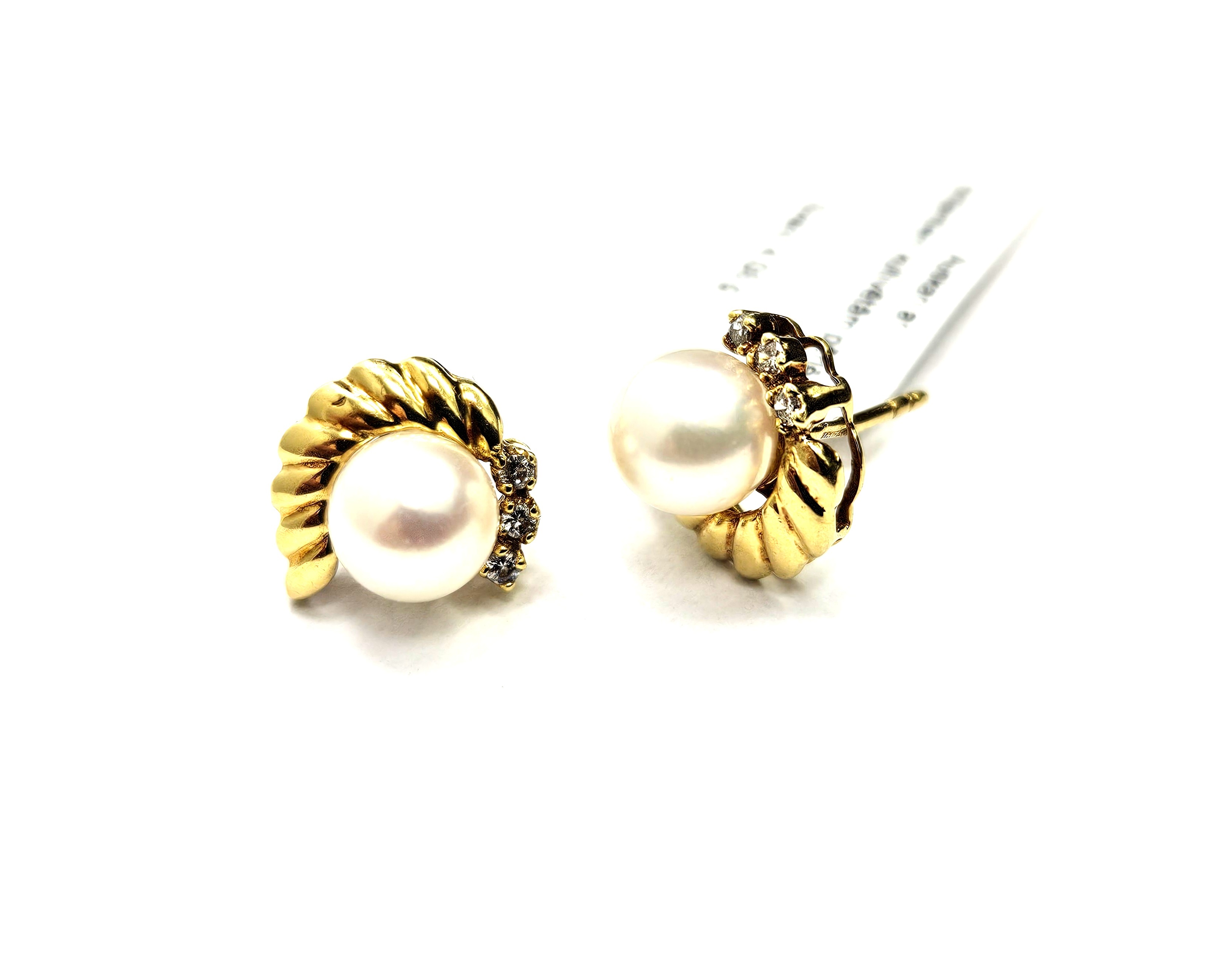 Auskari ar briljantiem (0.12 ct) un kultīvētām pērlēm 2430-5763
