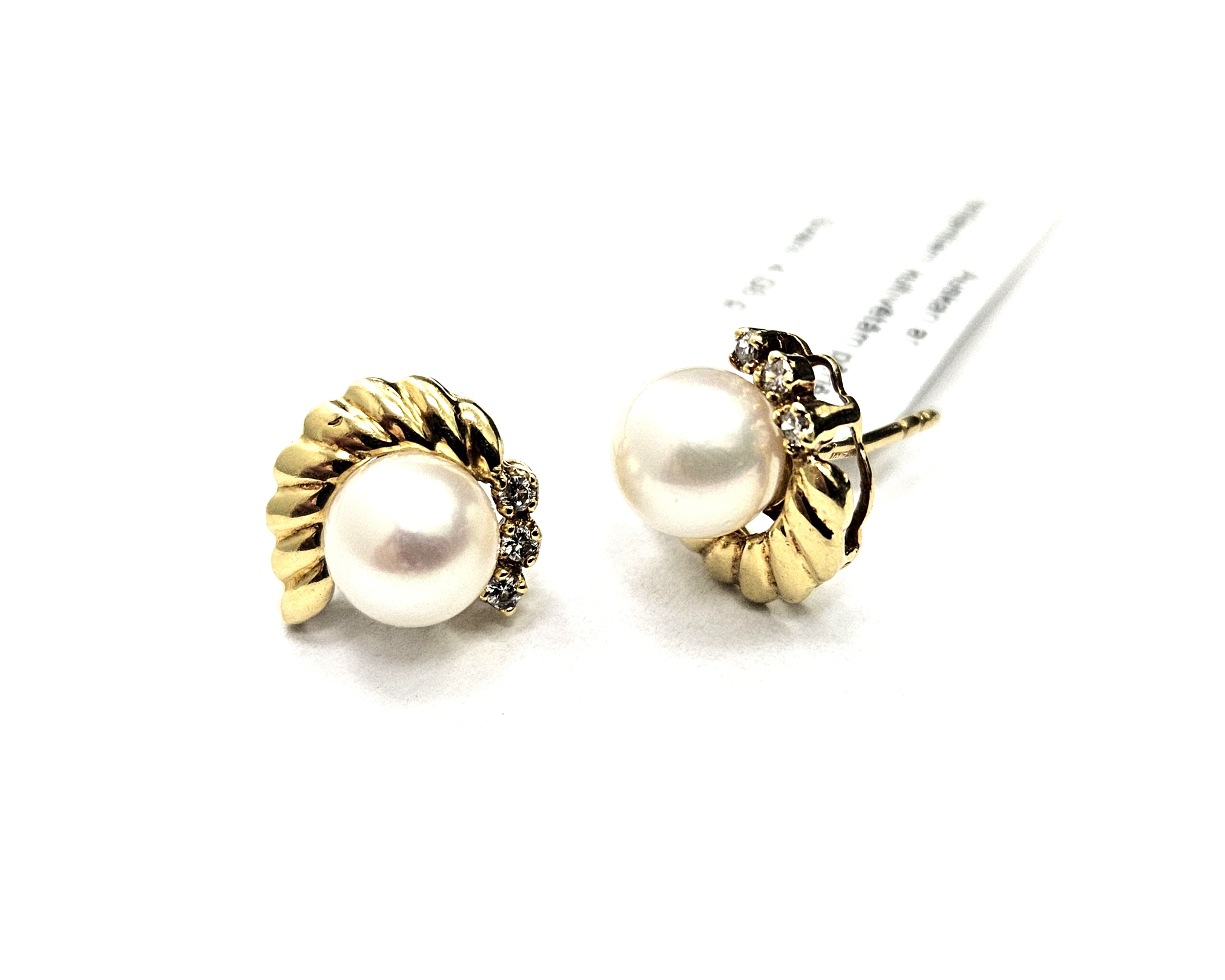Auskari ar briljantiem (0.12 ct) un kultīvētām pērlēm 2430-5763