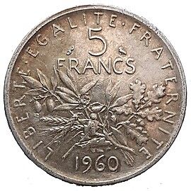 Francijas sudraba monēta 5 Francs