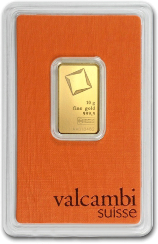 Zelta stienis Valcambi Suisse 10 gr.