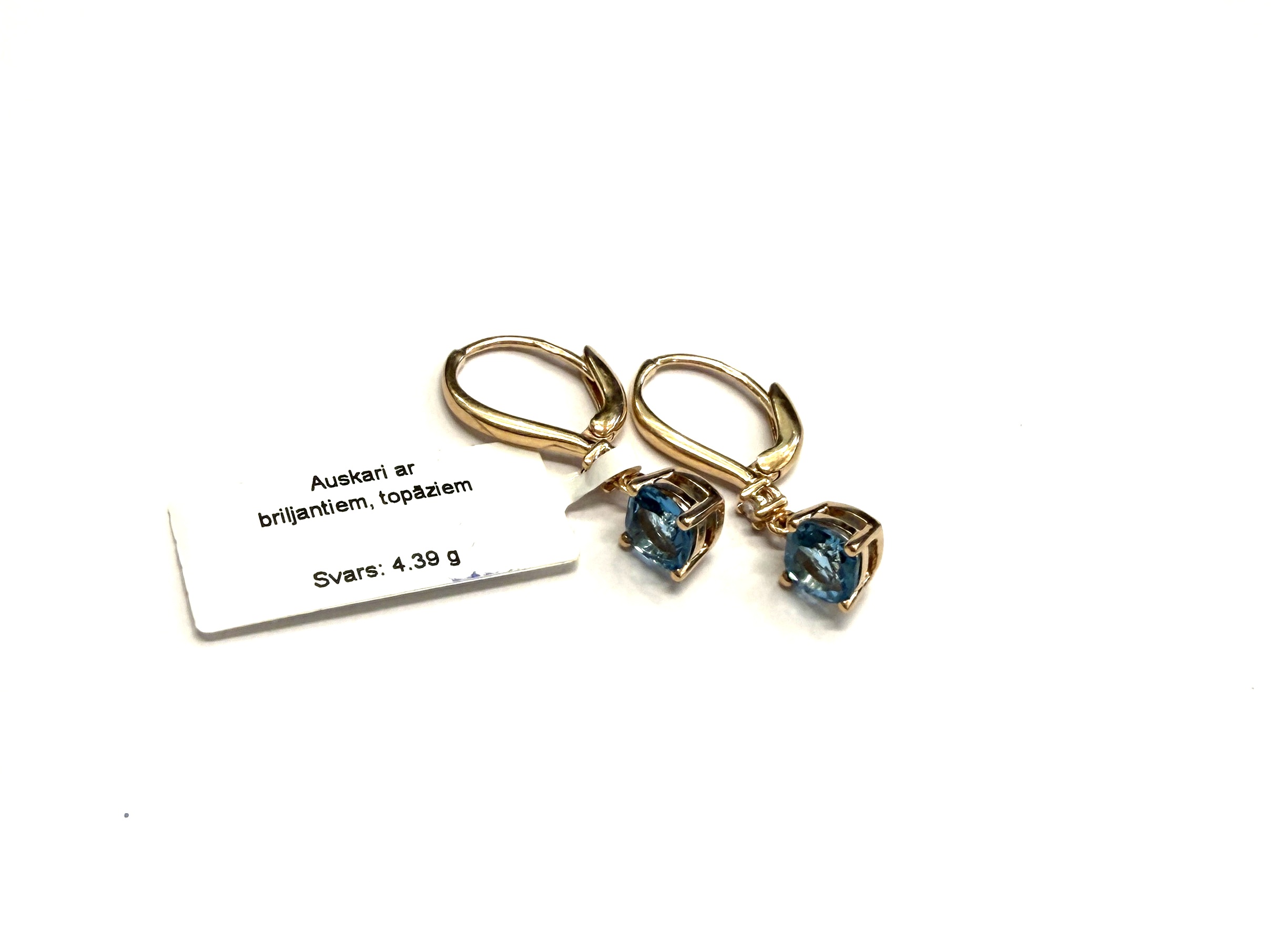 Auskari ar briljantiem (0.05ct), topāziem 2333-0763