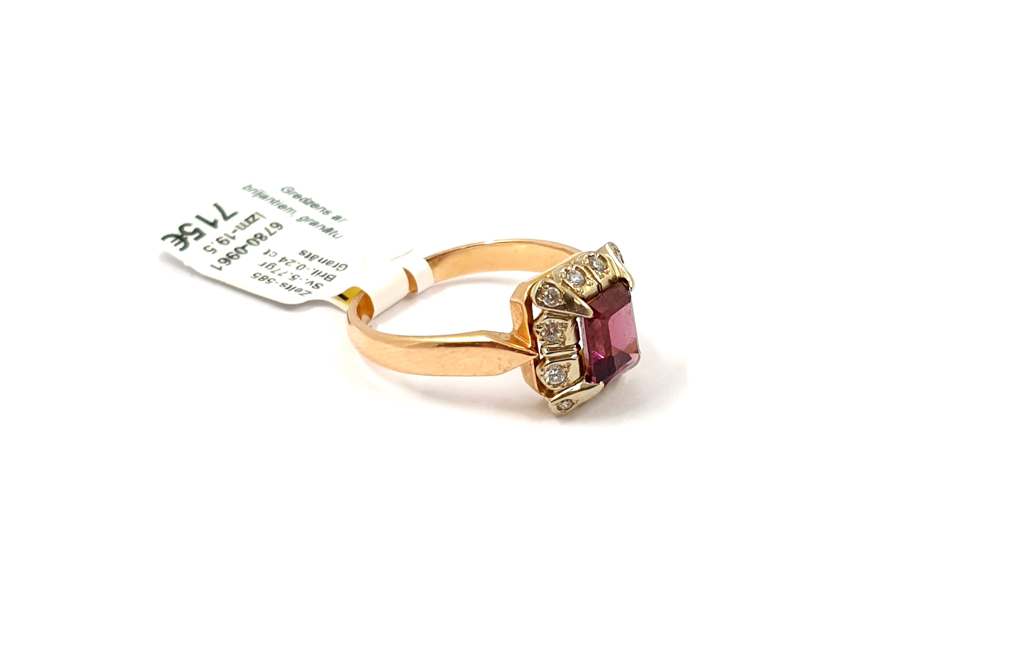 Gredzens ar briljantiem (0.24ct) un granātu 6780-0961
