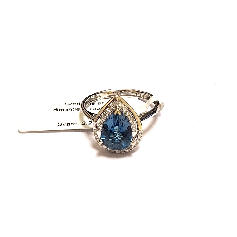Gredzens ar dimantiem (0.30 ct.), topāzu 1023-4653