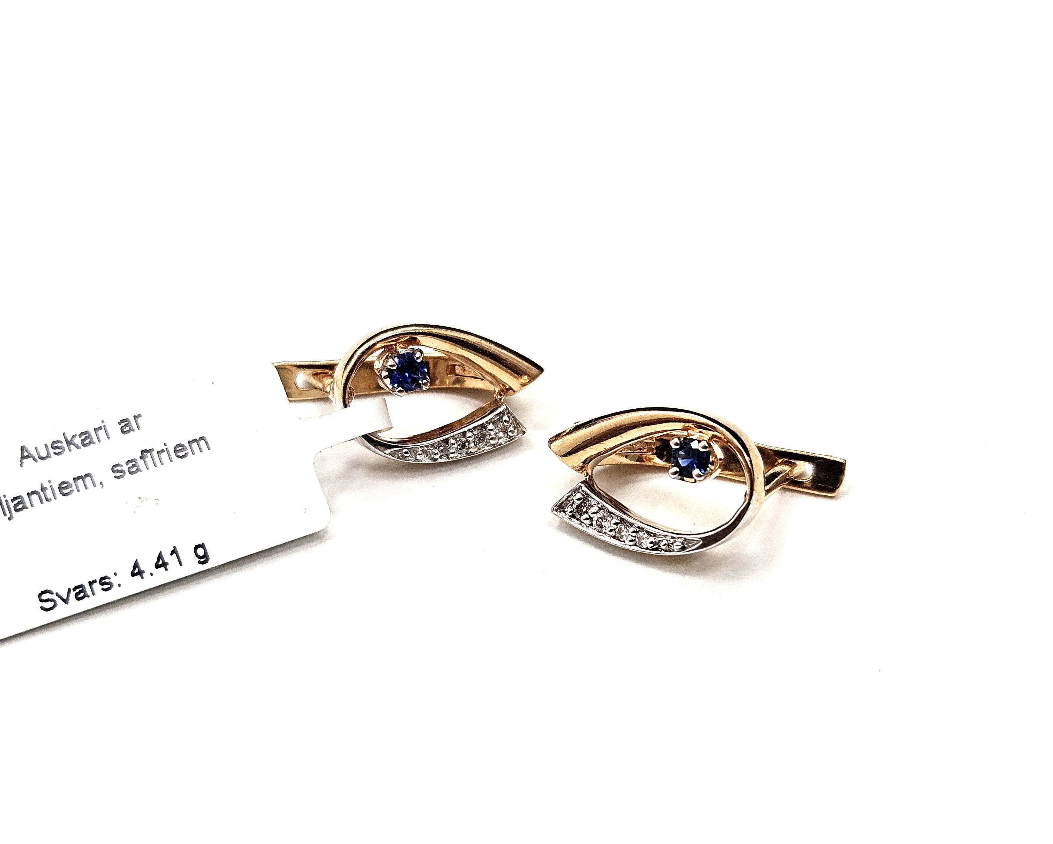 Auskari ar briljantiem (0.10 ct) un safīriem (0.10 ct) 5201-5761