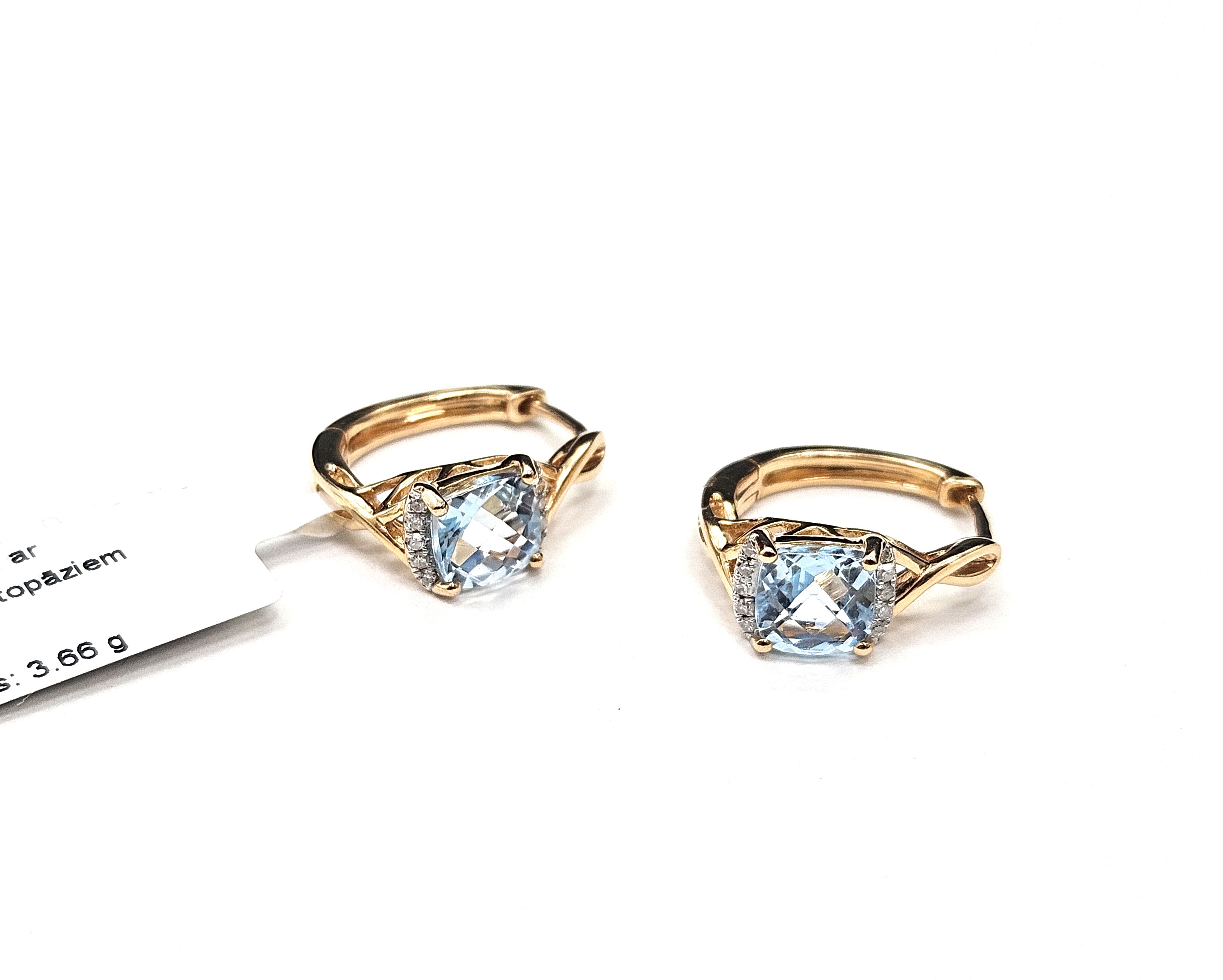 Auskari ar briljantiem (0.08 ct) un topāziem 5202-5761