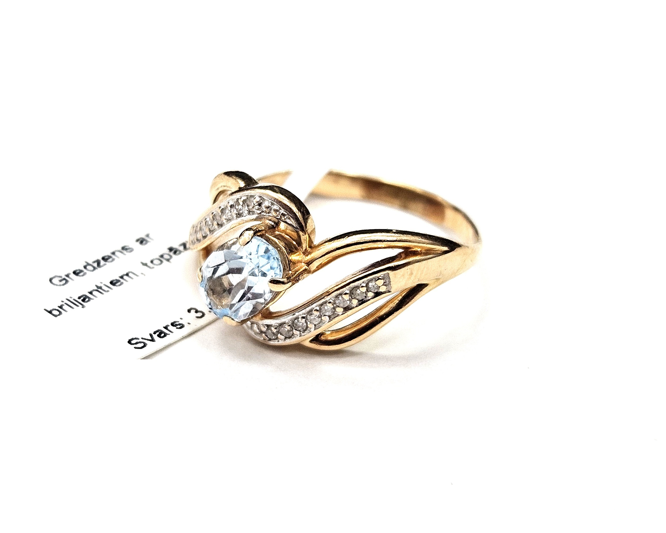 Gredzens ar briljantiem (0.10 ct) un topāzu 5193-5761