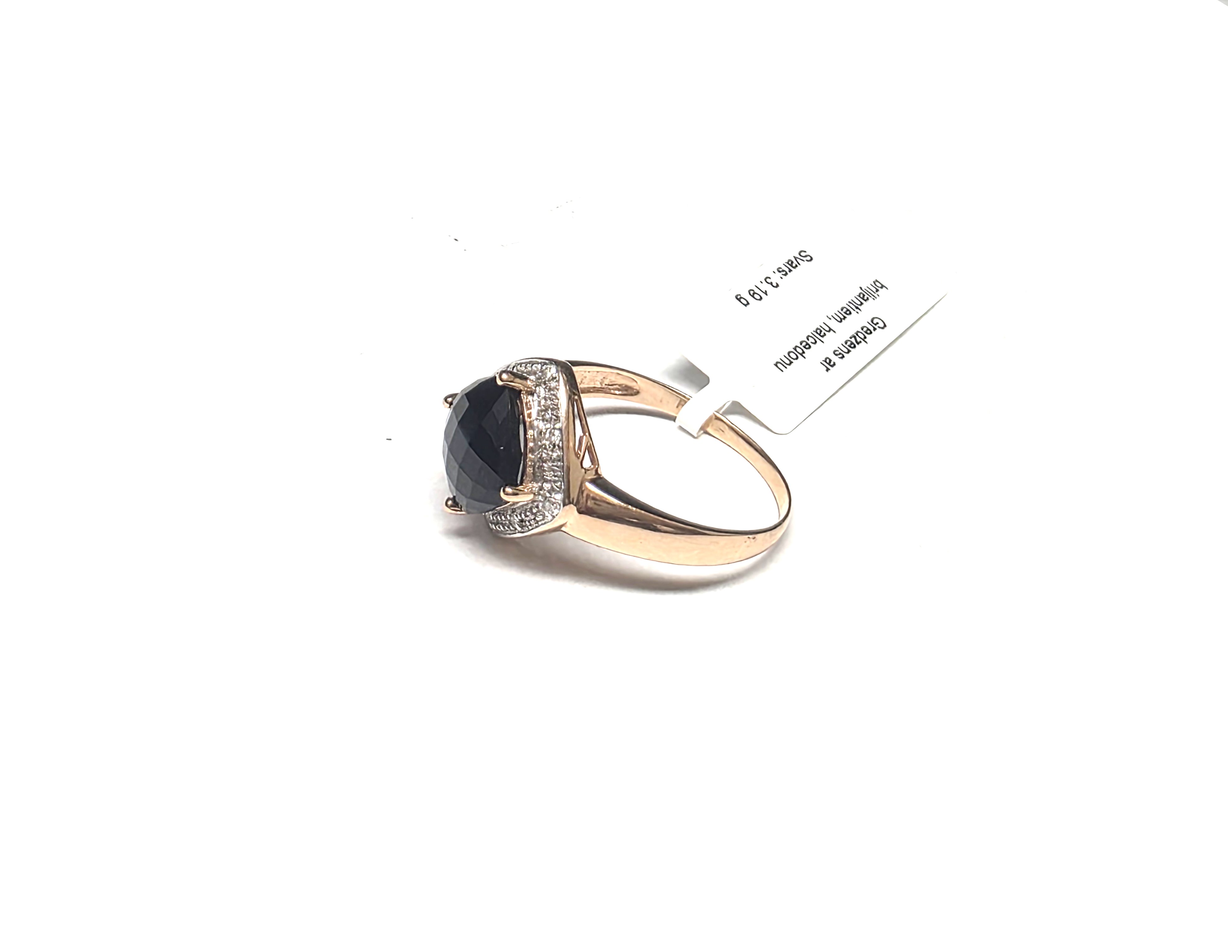 Gredzens ar briljantiem (0.08 ct)  un halcedonu 1261-5063
