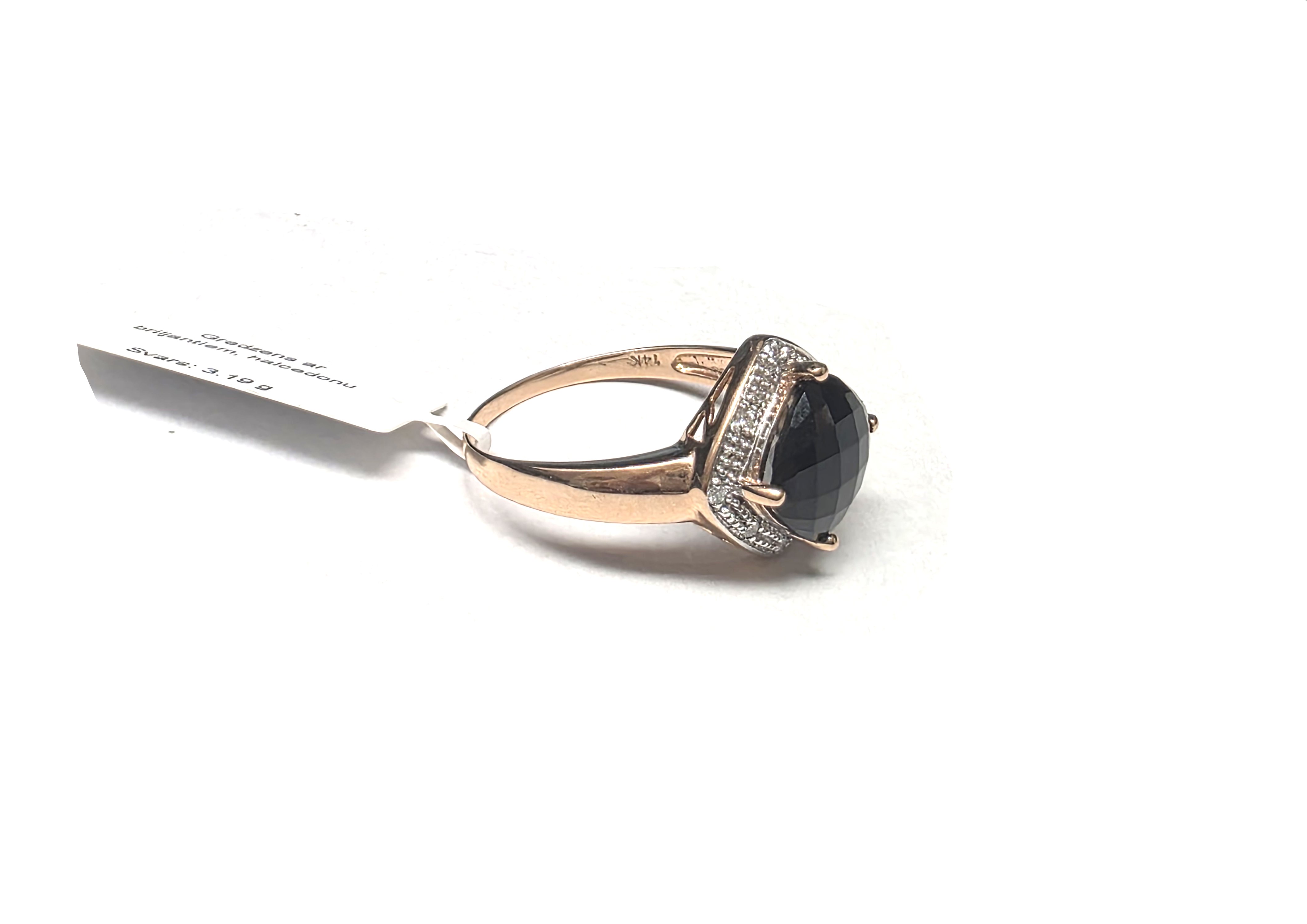 Gredzens ar briljantiem (0.08 ct)  un halcedonu 1261-5063