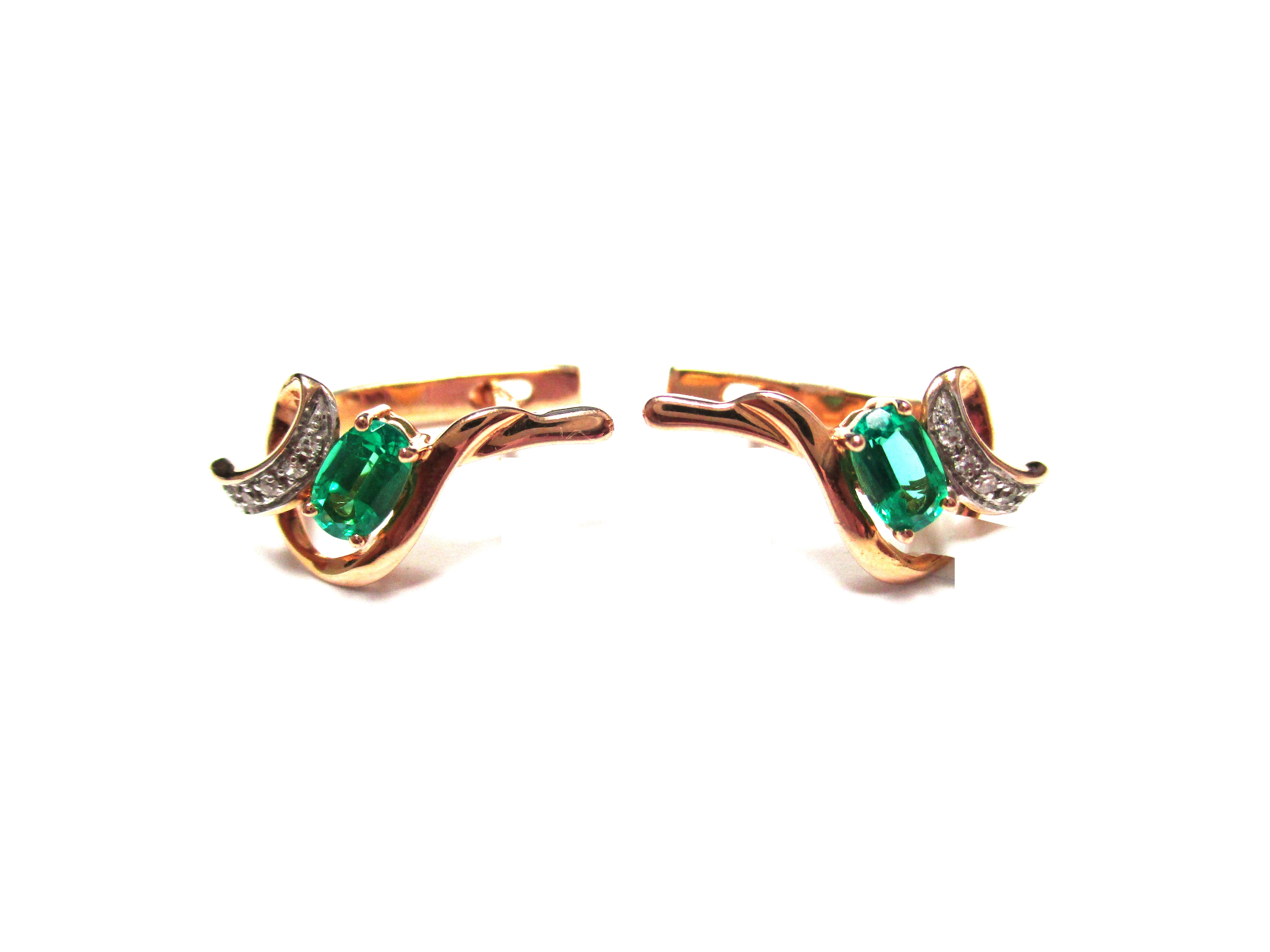 Aiskari ar dimantiem (0.02 ct), sintētiskajiem smaragdiem (0.15 ct) 2550-3461