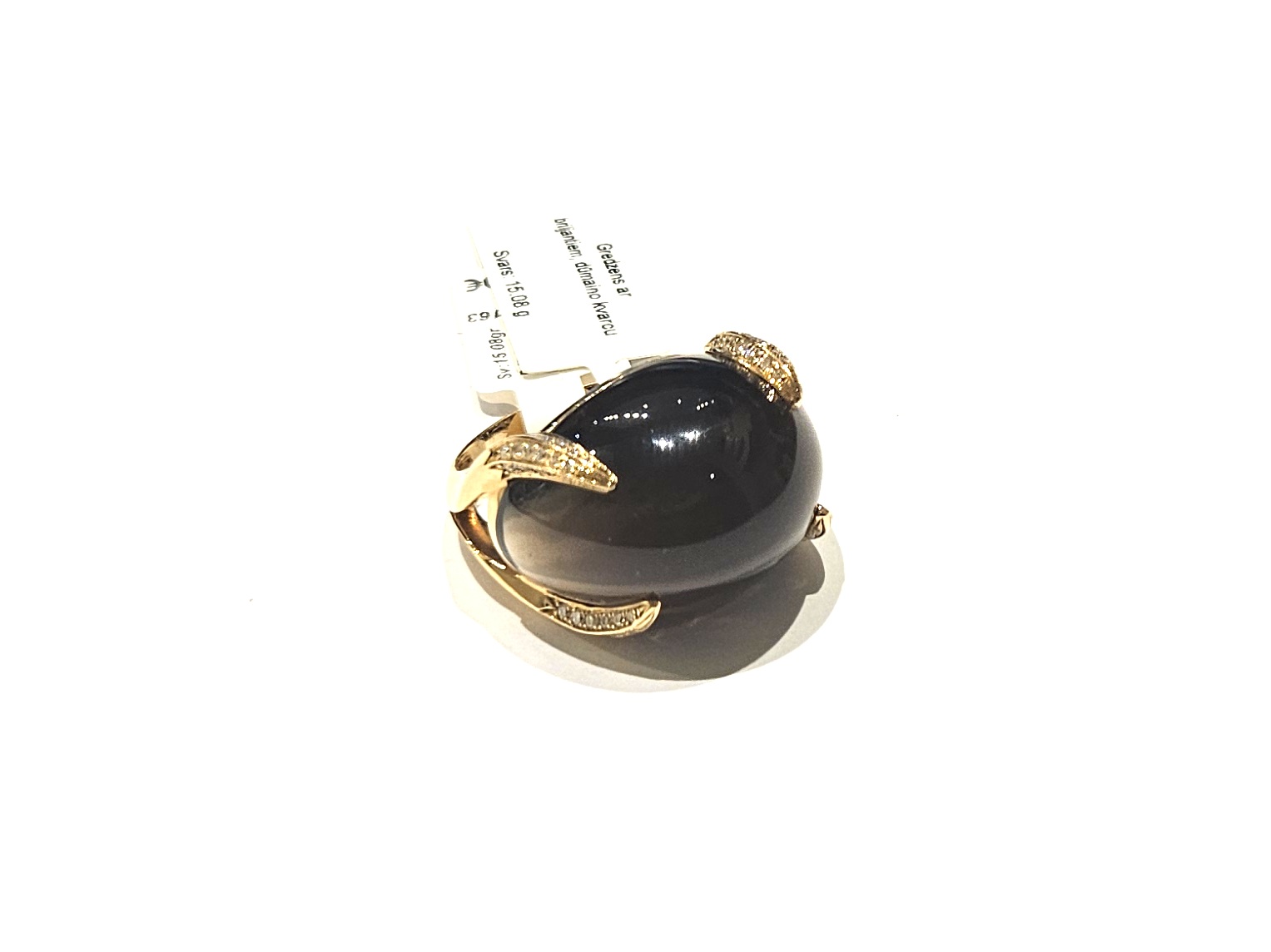 Gredzens ar briljantiem (0.72 ct), dūmaino kvarcu 2362-1163