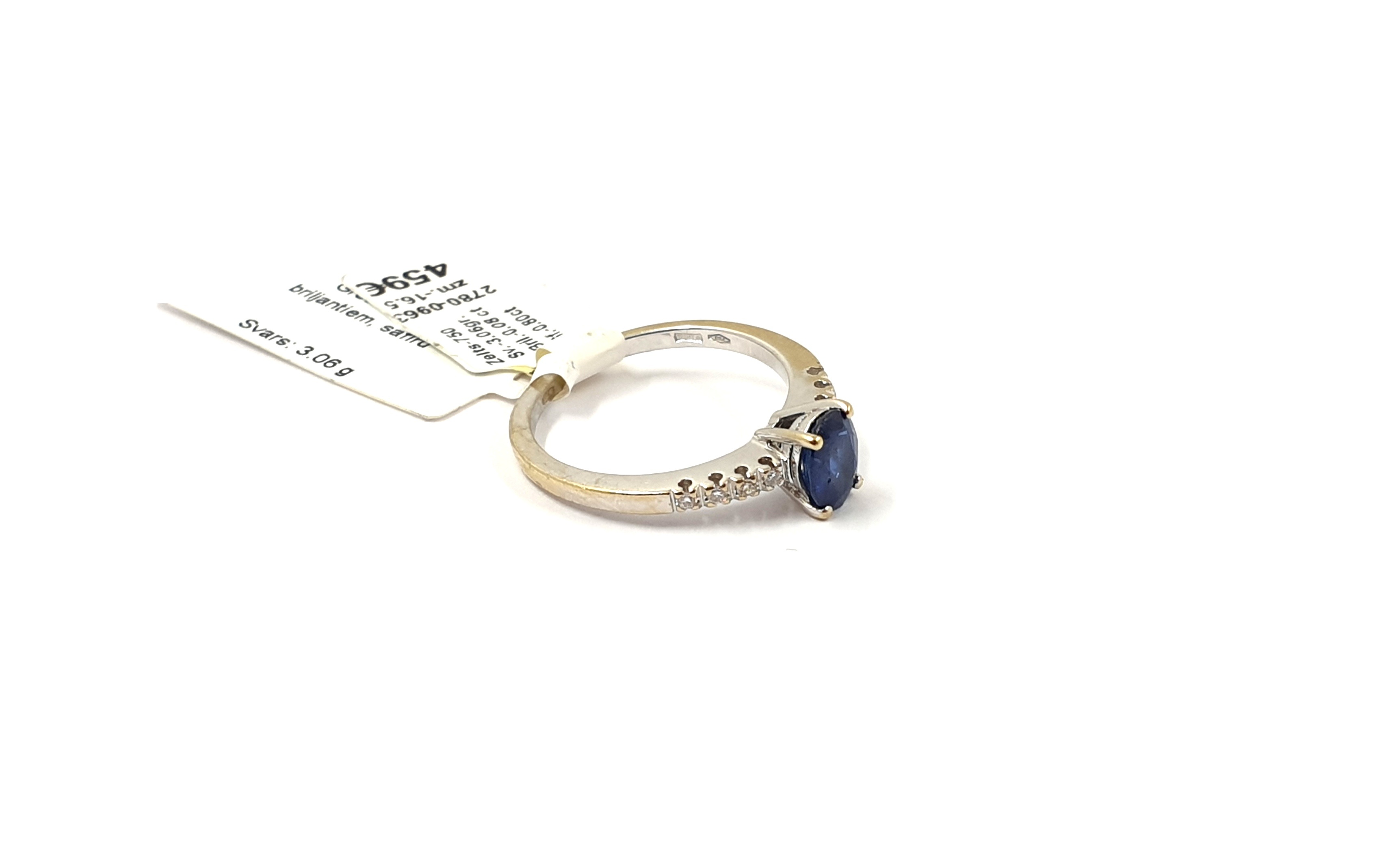 Gredzens ar briljantiem(0.08ct) un safīru(0.80ct) 2780-0963