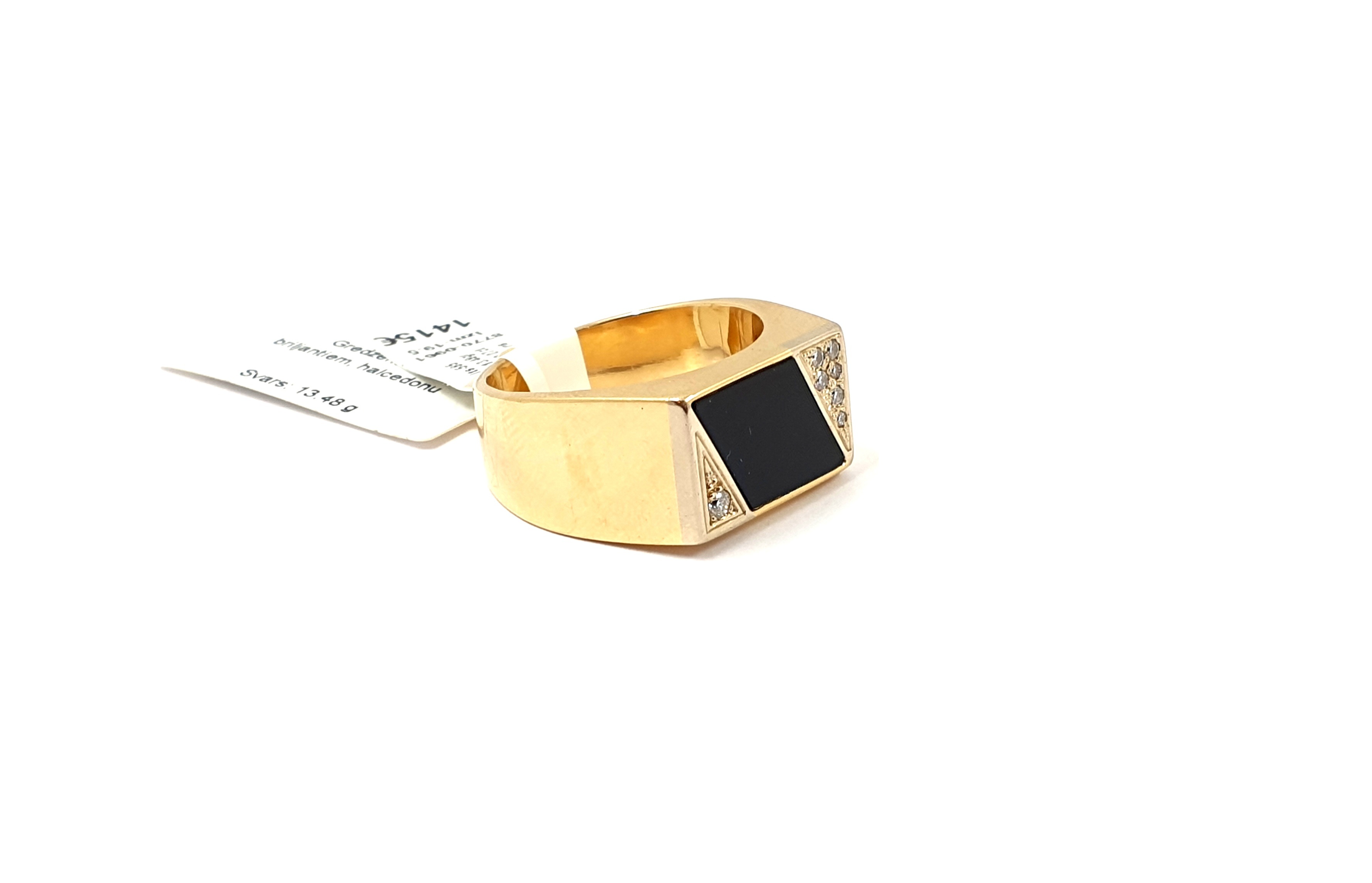 Gredzens ar briljantiem (0.07ct) un halcedonu 8770-0961