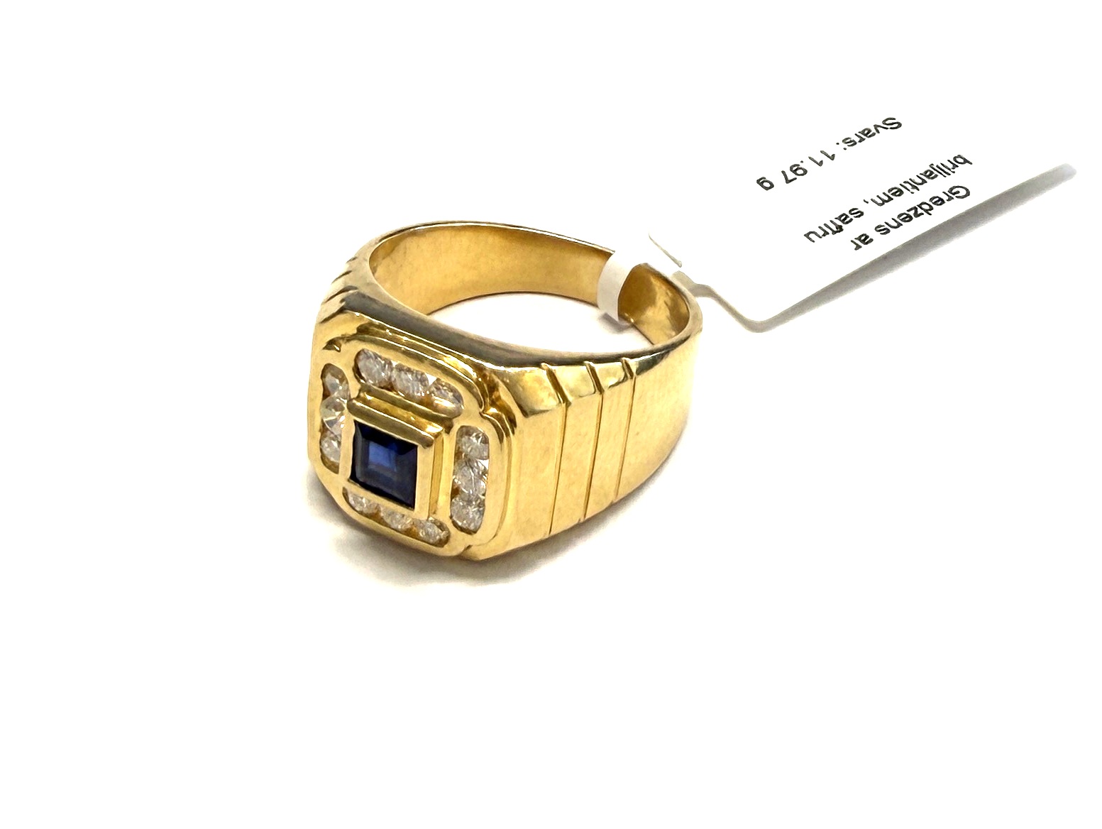 Gredzens ar briljantiem (0.60ct), safīru (0.24ct) 3040-0763