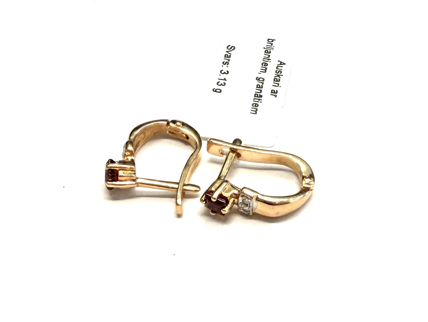 Auskari ar briljantiem (0.04ct), granātiem 2912-0763