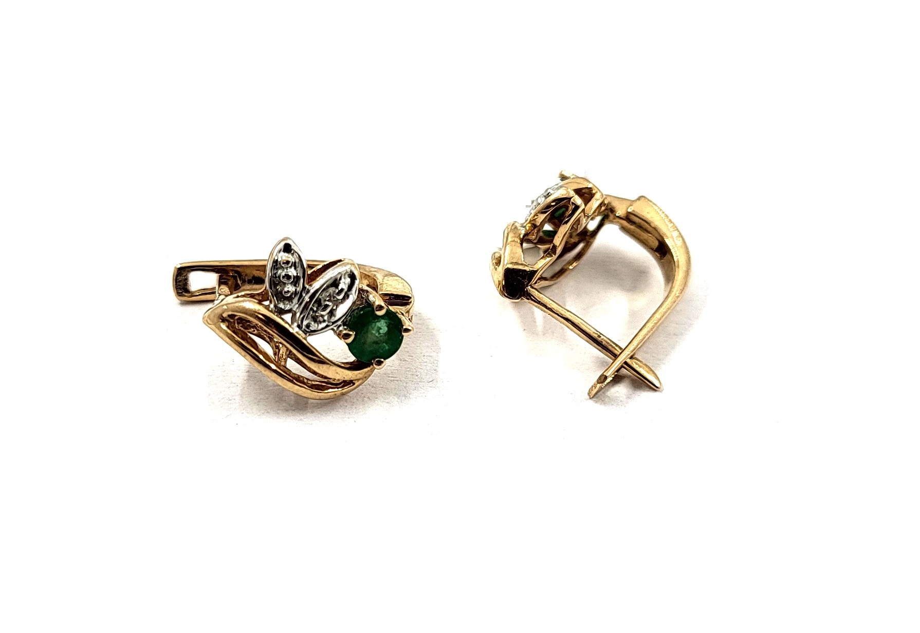 Auskari ar briljantiem (0.02ct), smaragdiem (0.2ct) 1690-4553