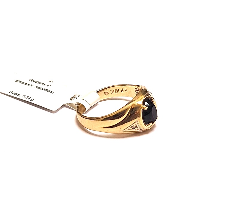 Gredzens ar briljantiem (0.02ct), halcedonu 891-1163