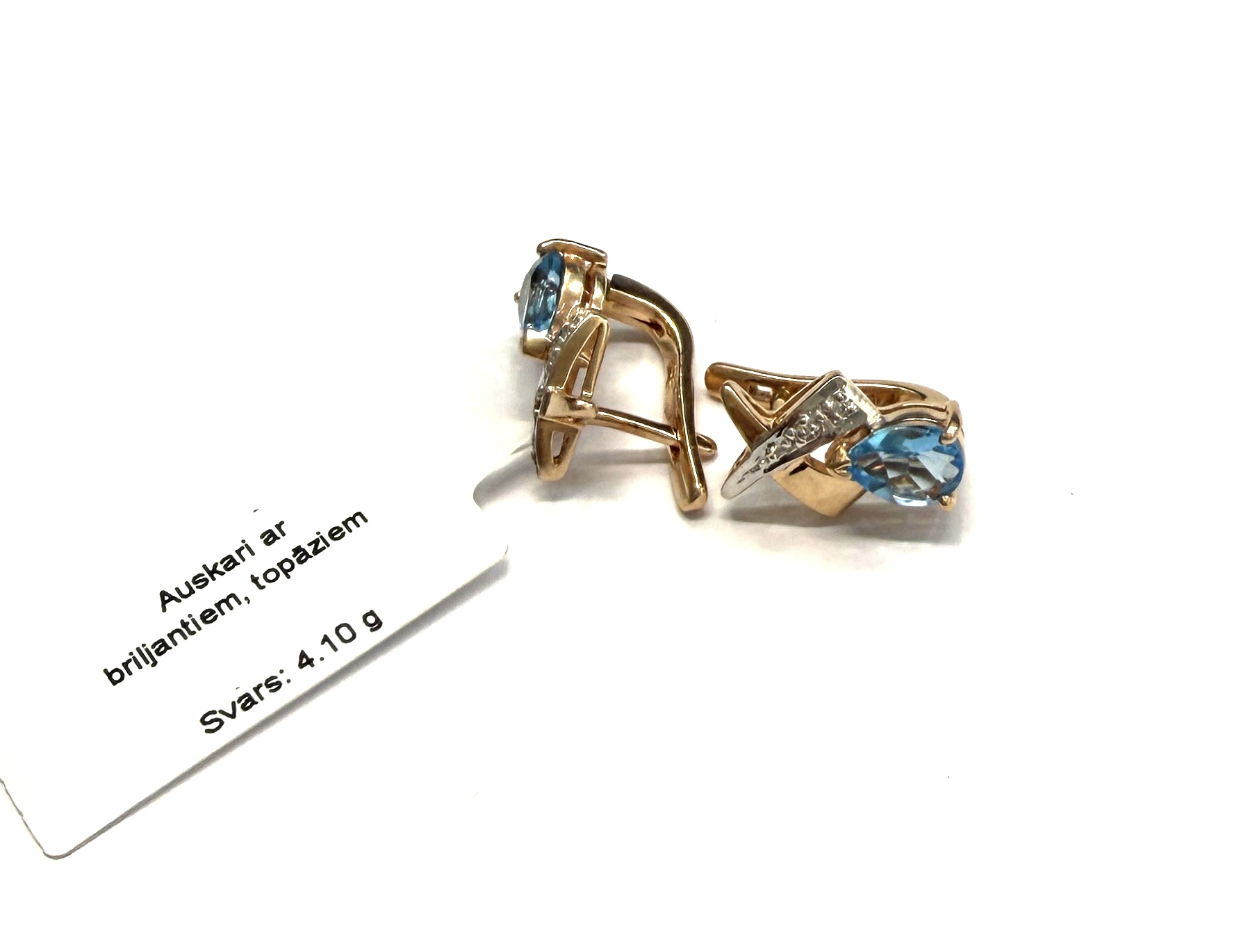 Auskari ar briljantiem (0.02ct), topāziem 3881-0763
