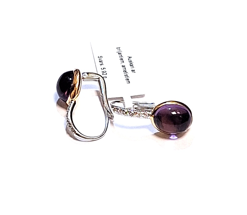 Auskari ar briljantiem (0.12 ct.), ametistiem 9540-5451