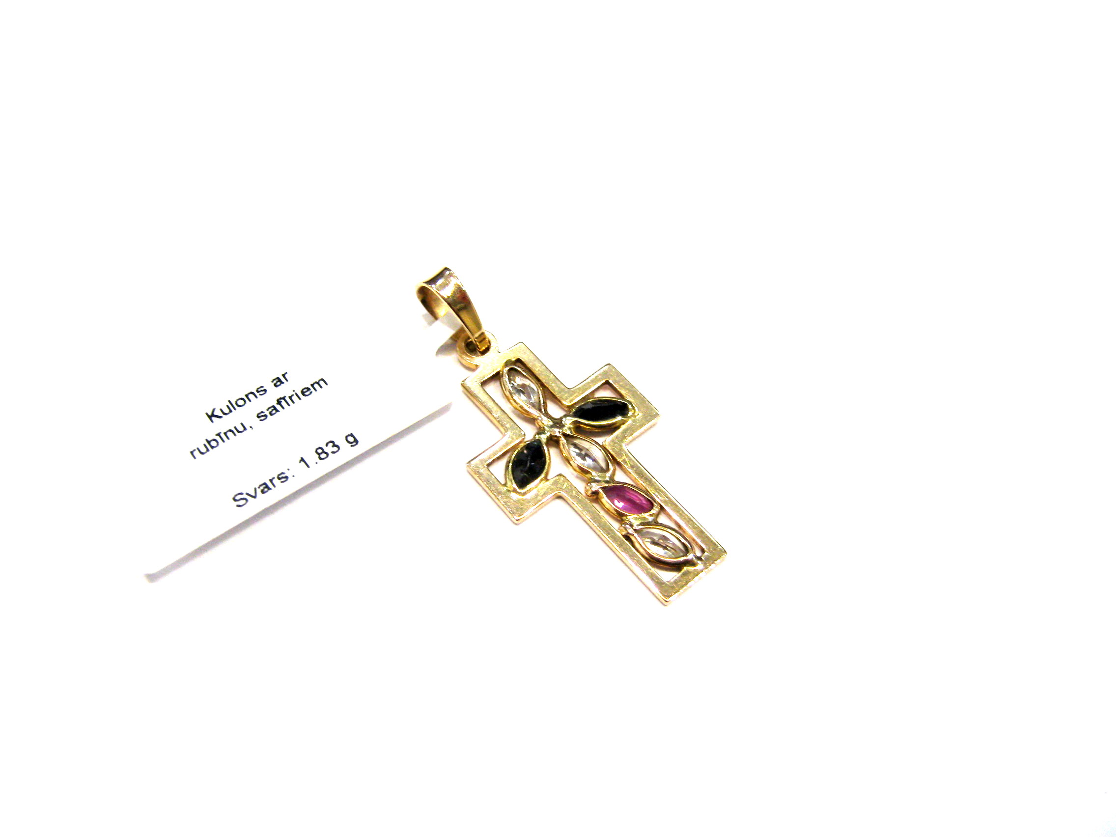 Kulons  ar rubīnu (0.06 ct), safīriem (0.12 ct)  1980-1461