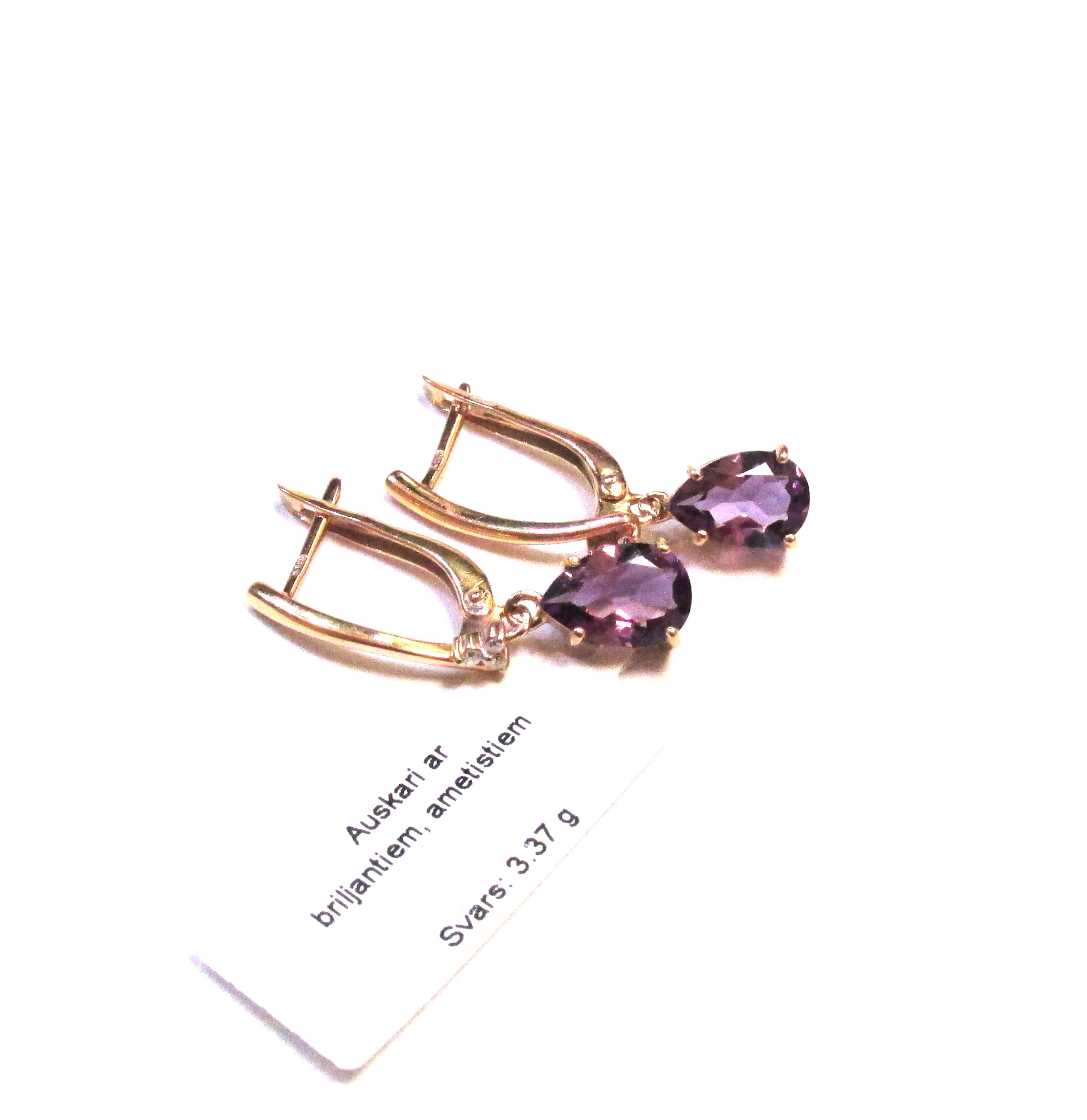 Auskari ar briljantiem (0.06ct), ametistiem 1121-4063