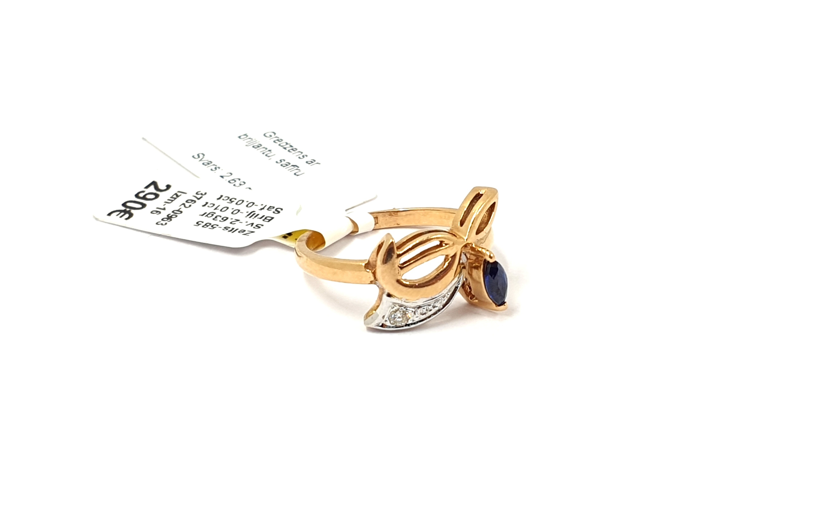 Gredzens ar briljantu (0.01ct) un safīru (0.05ct) 3762-0963