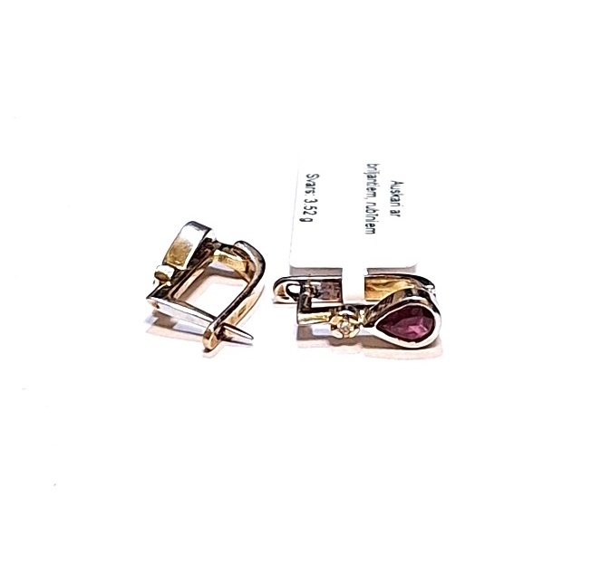 Auskari ar briljantiem (0.04 ct.), rubīniem (0.20 ct.) 1060-3063