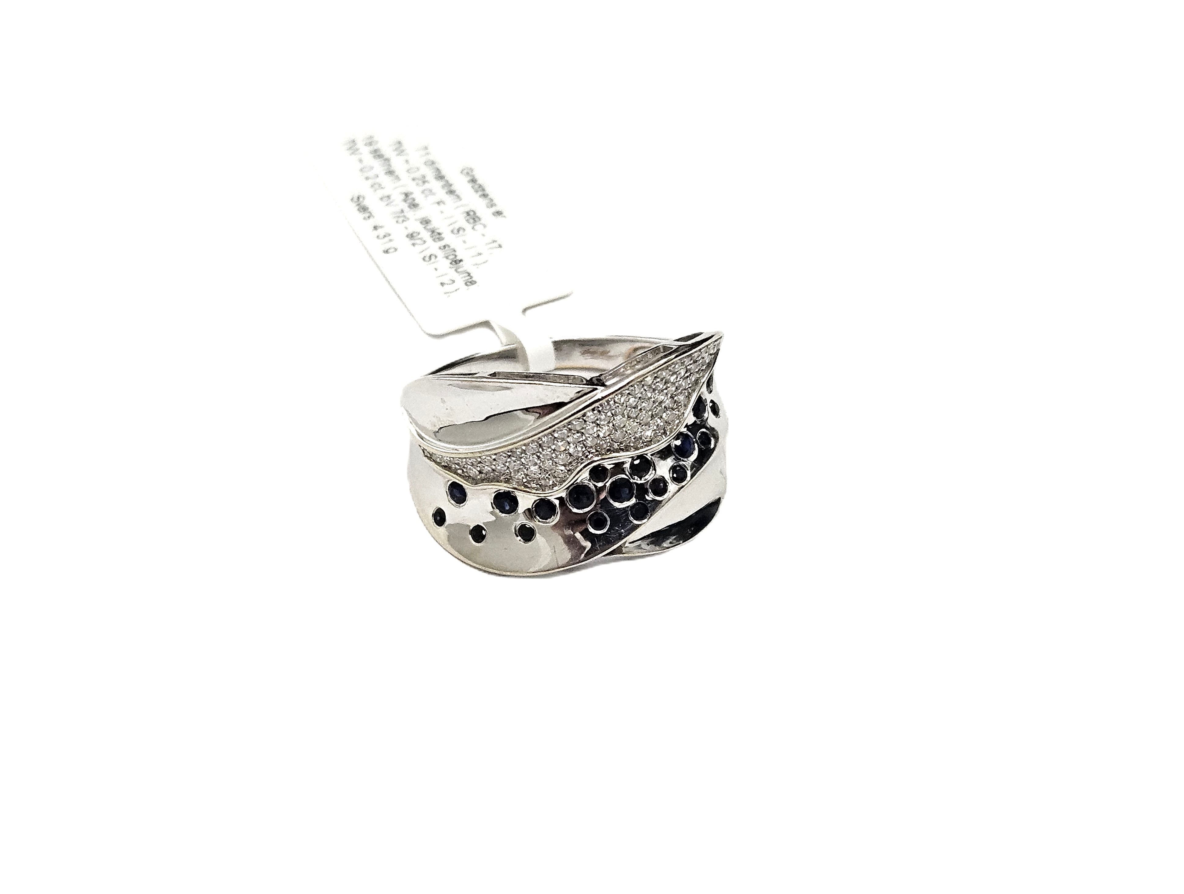 Gredzens ar briljantiem (0.25 ct) un safīriem (0.20 ct) 6850-5761