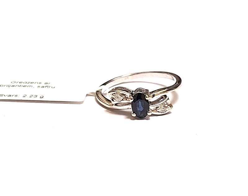 Gredzens ar briljantiem (0.05 ct.), safīru (0.30 ct.) 13032-6451