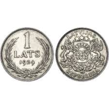 Latvijas sudraba monēta 1 Lats 1924. gada