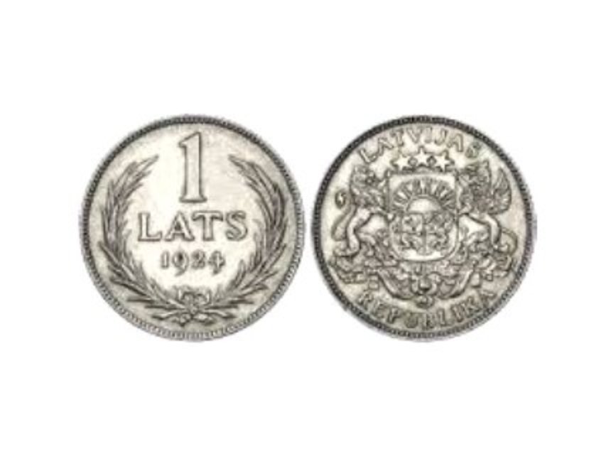 Latvijas sudraba monēta 1 Lats 1924. gads