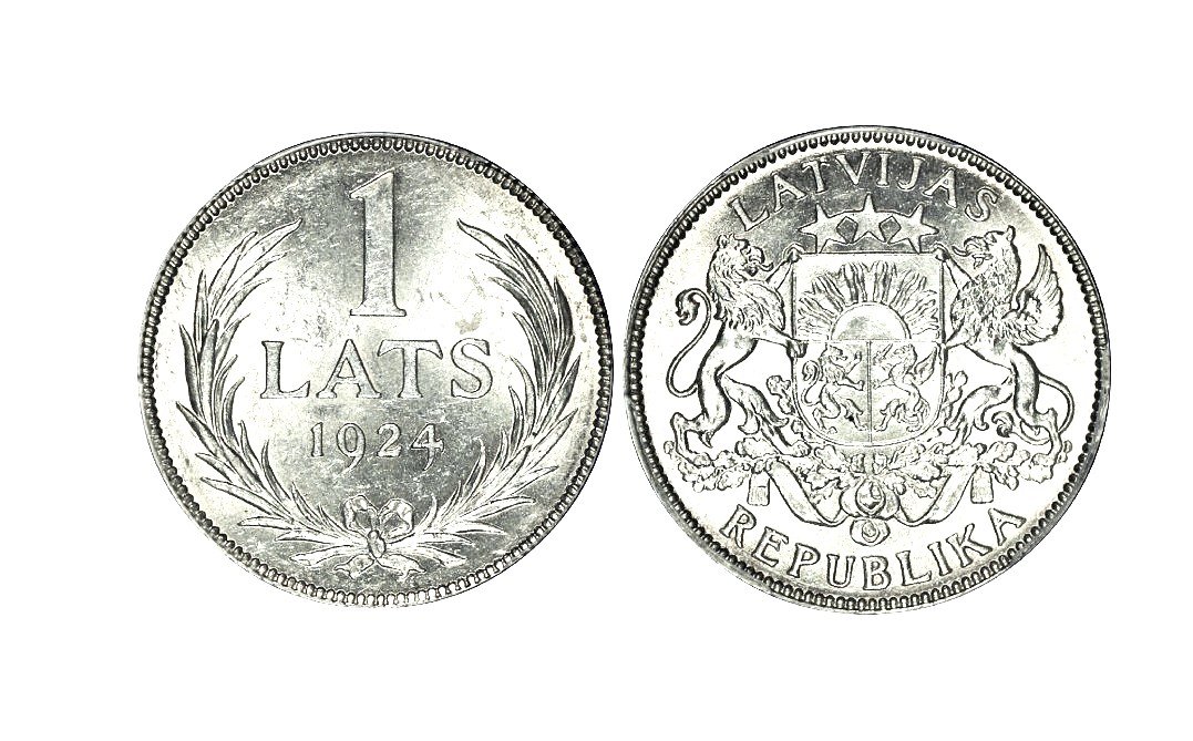 Latvijas sudraba moneta 1 Lats 1924.gada