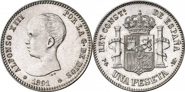 Spānijas sudraba monēta Alfonso XIII