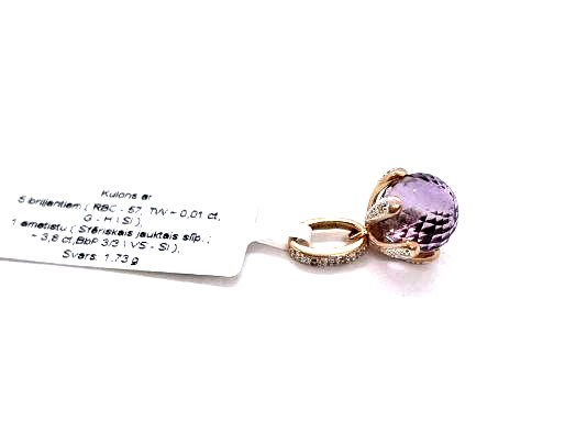 Kulons ar briljantiem (0.01 ct) un ametistu (3.8ct)  2550-3463