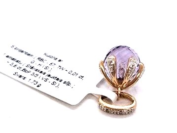 Kulons ar briljantiem (0.01 ct) un ametistu (3.8ct)  2550-3463