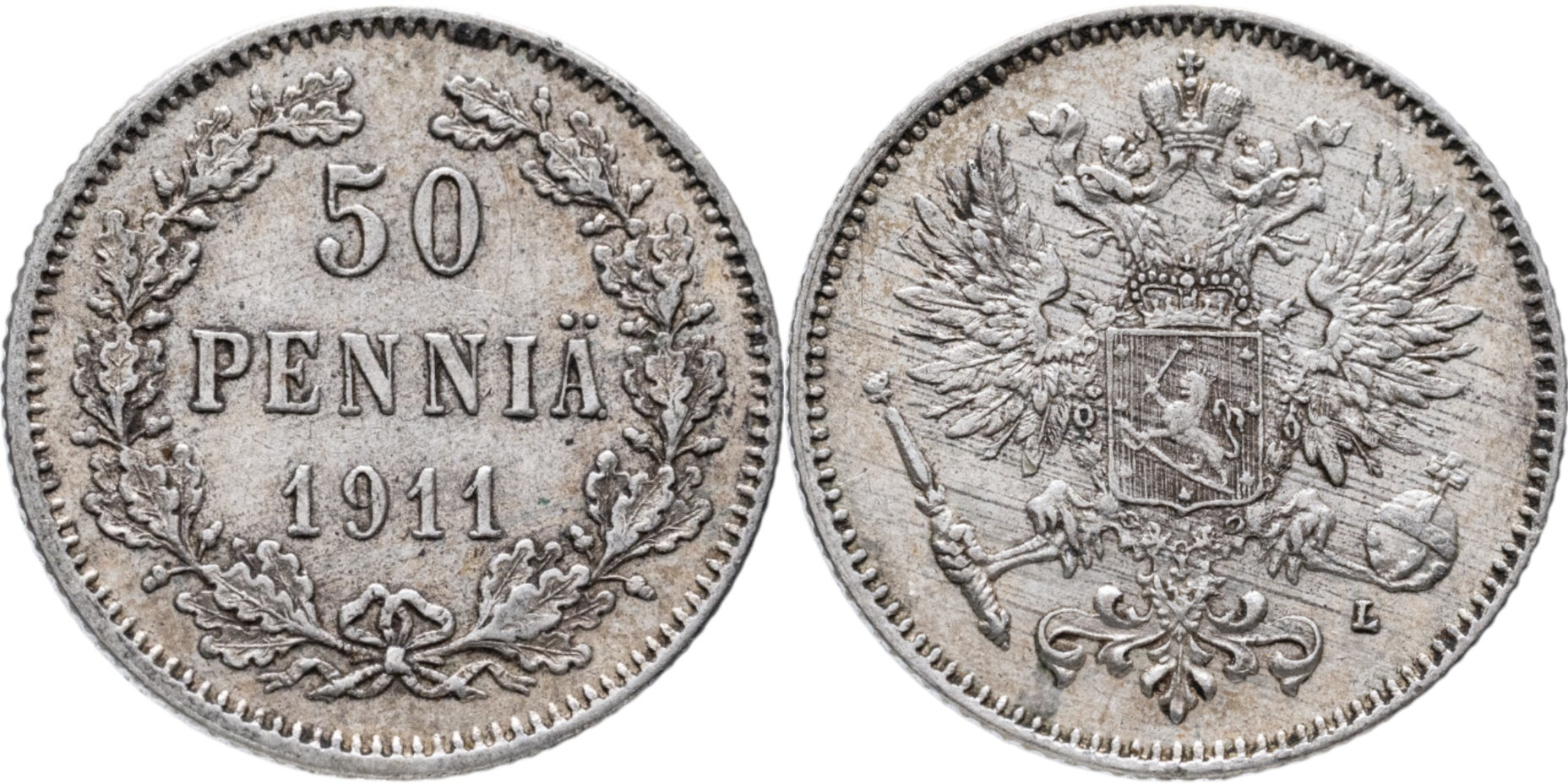 Somijas sudraba monēta 50 Penniä 1911 g.