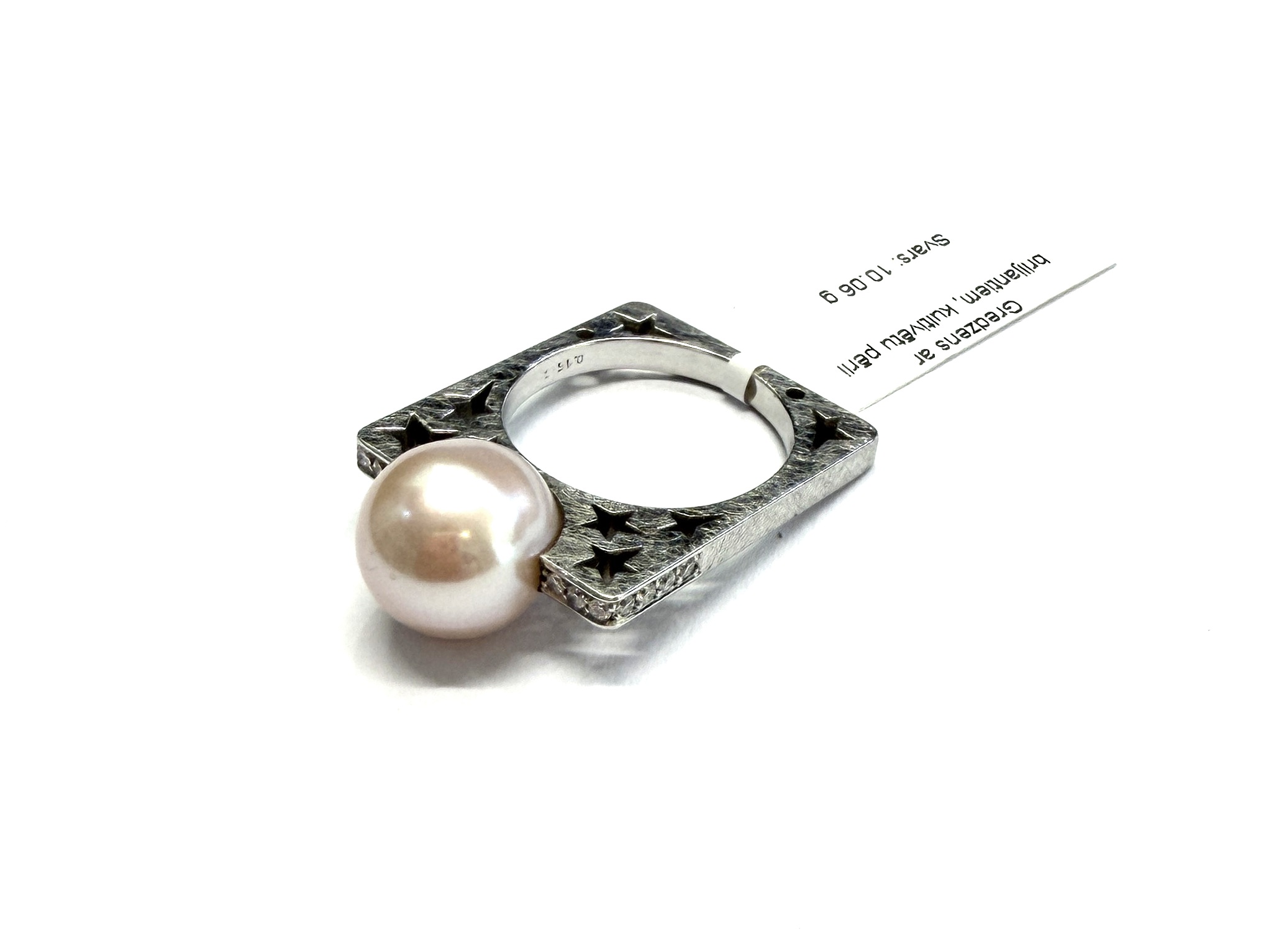 Gredzens ar briljantiem (0.10 ct), kultivētu pērli 4952-0763