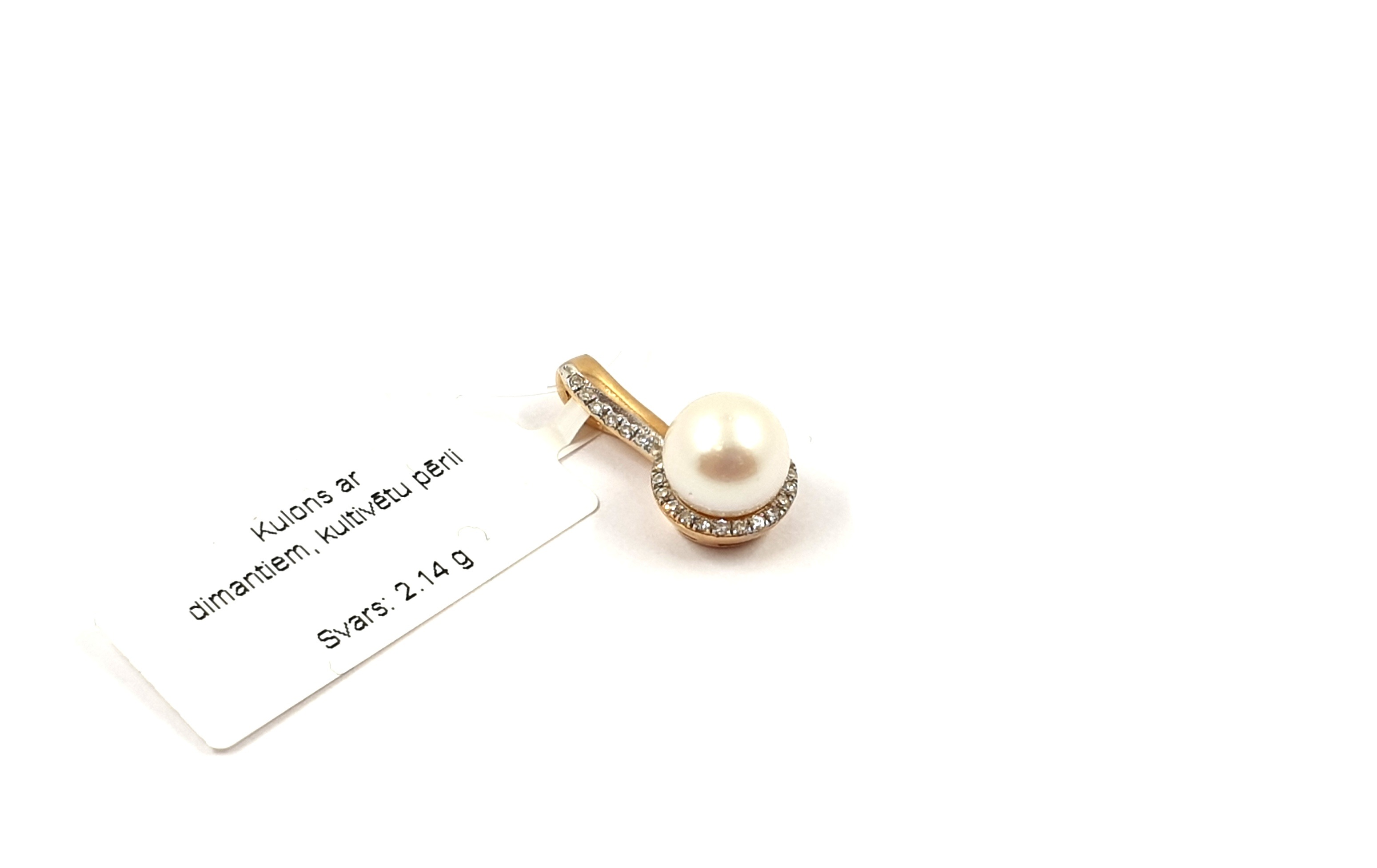 Kulons ar briljantiem (0.17ct) un kultivētu pērli 418g1-0963