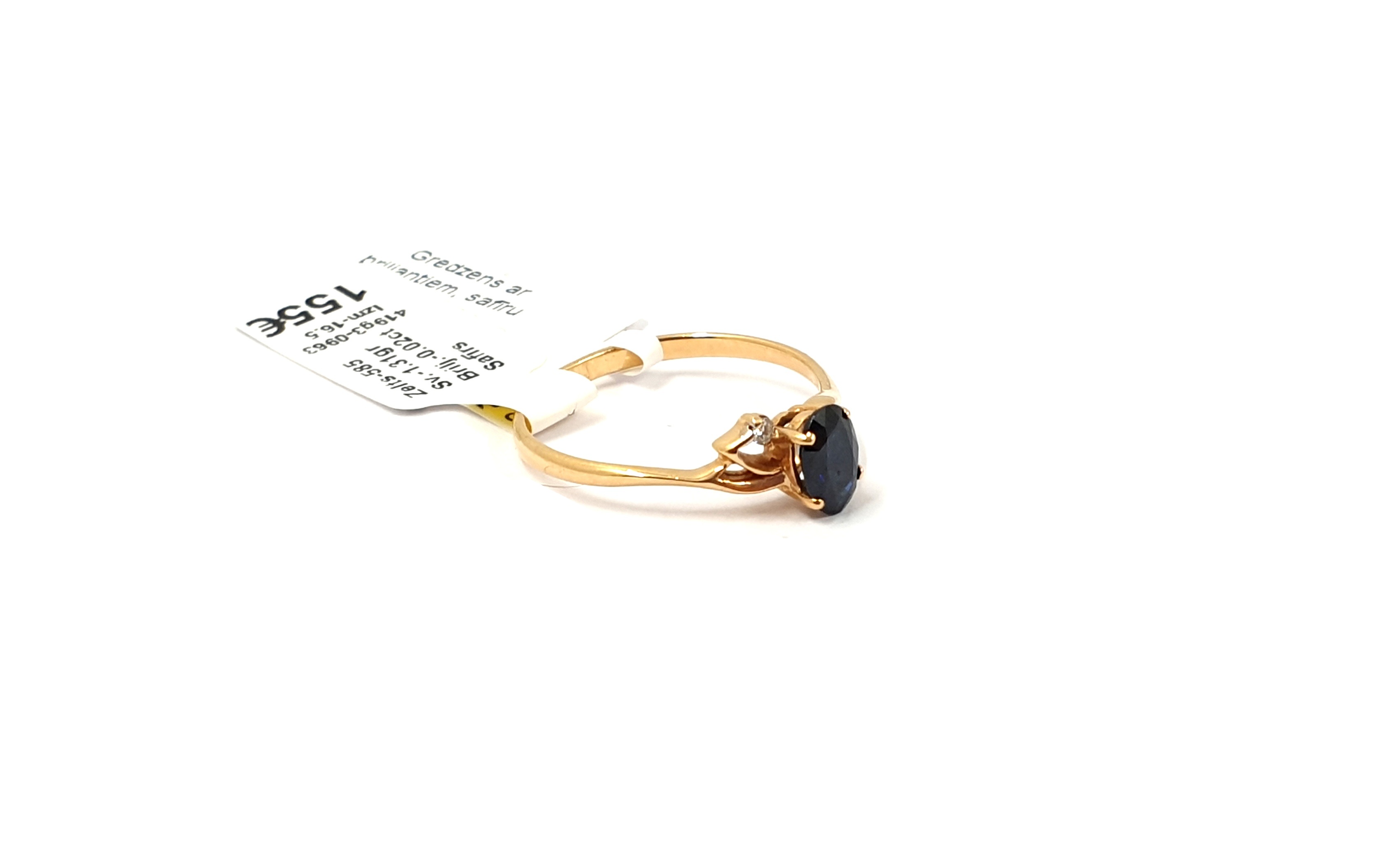 Gredzens ar briljantiem (0.02ct)  un safīru (0.15ct) 419g3-0963