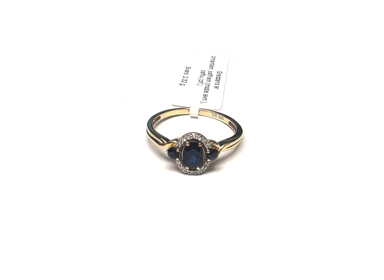 Gredzens ar dimantiem (0.14 ct) un safīriem (0.75 ct) 19g6-1461