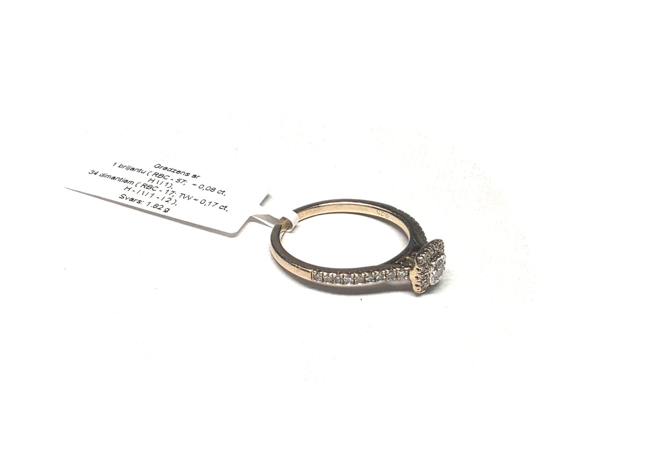 Gredzens ar briljantu (0.08 ct)  un dimatiem (0.17 ct) 2260-5453