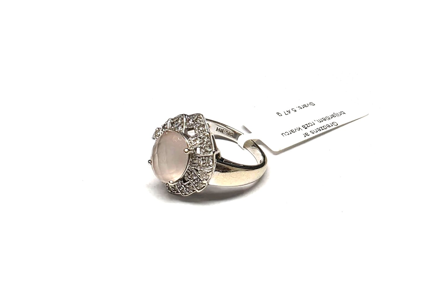 Gredzens ar briljantiem (0.29 ct)  un rozā kvarcu 3550-5061