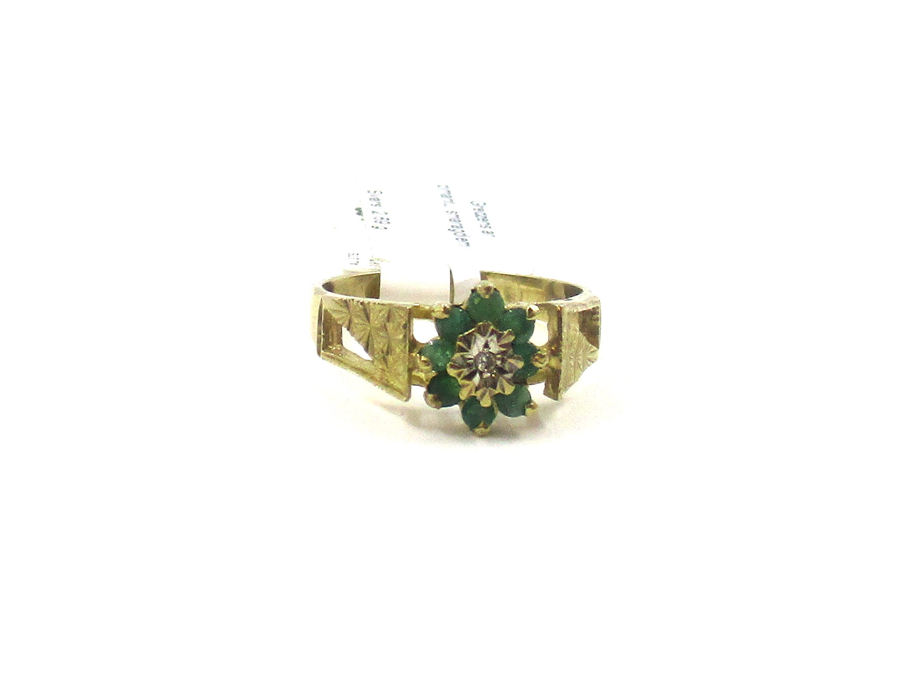 Gredzens ar dimantu (0.01ct), smaragdiem (0.24ct) 23112-8151