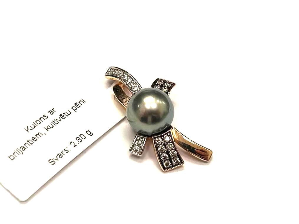 Kulons ar briljantiem un kultivētu pērli (0.23 ct) 10812-8361