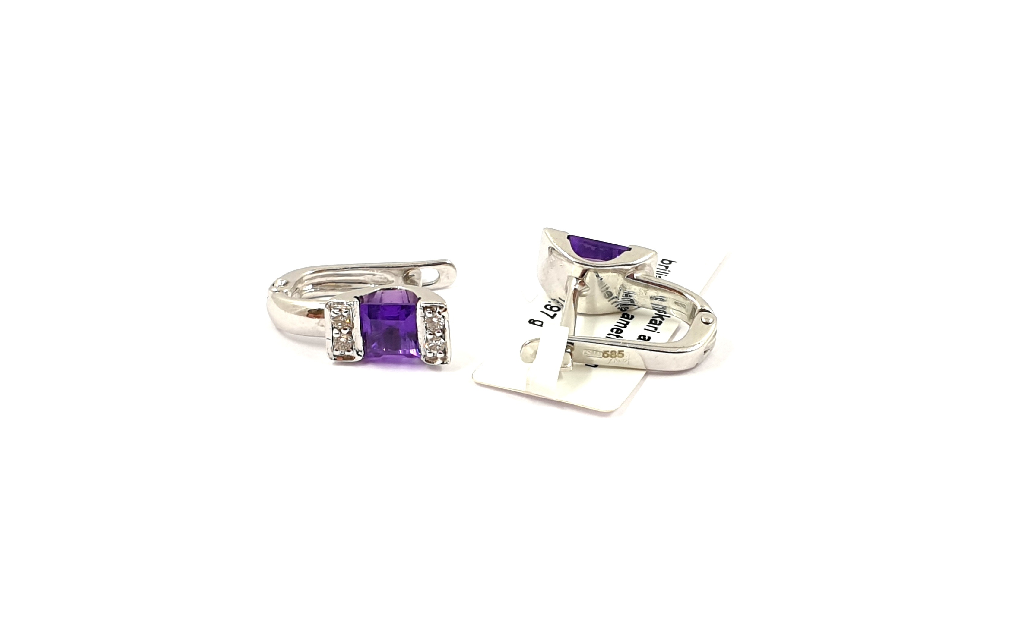 Auskari ar briljantiem (0.07ct) un ametistiem 5230-0963