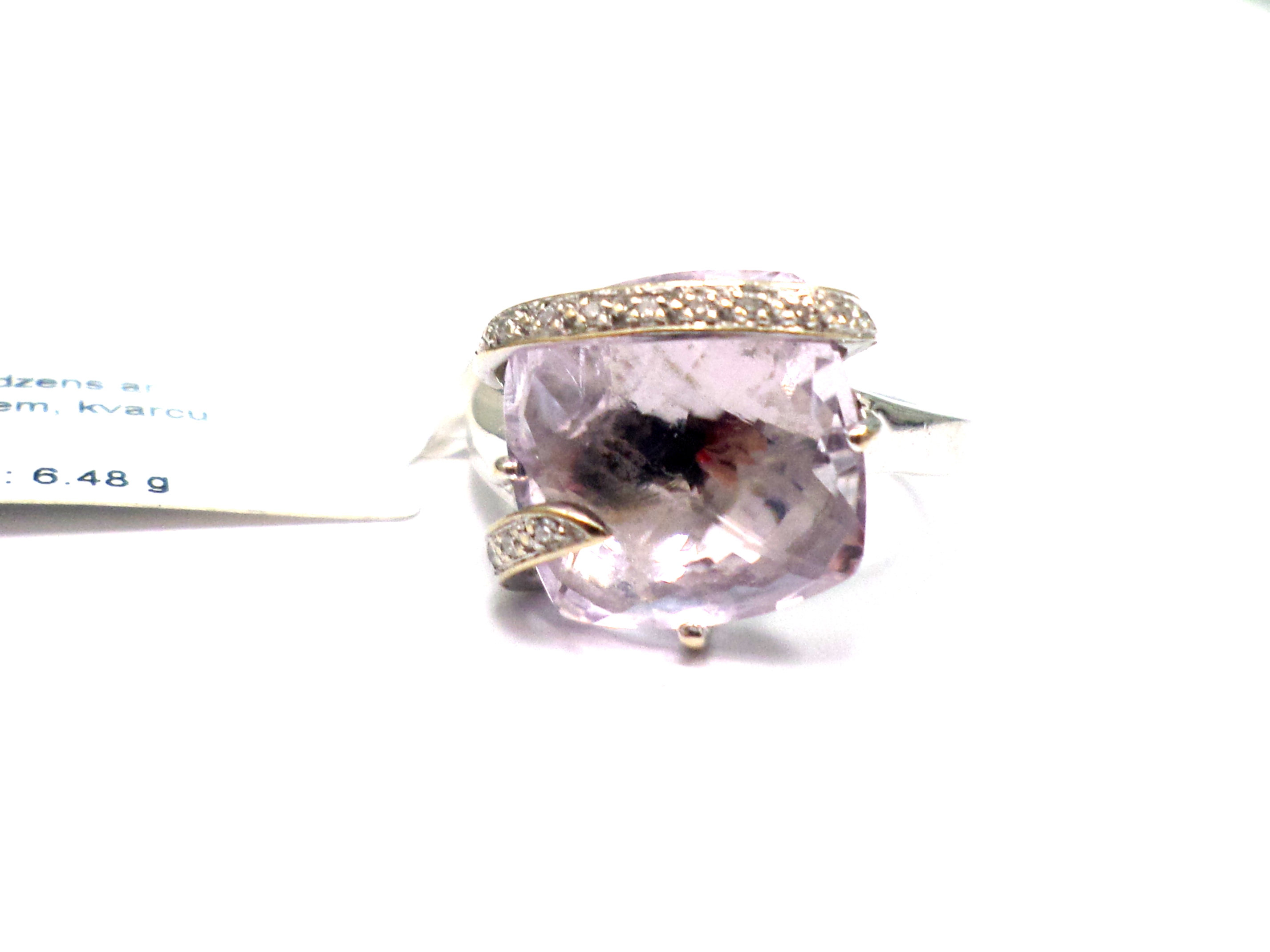 Gredzens ar kvarcu un briljantiem(0.10 ct) 2102-1161