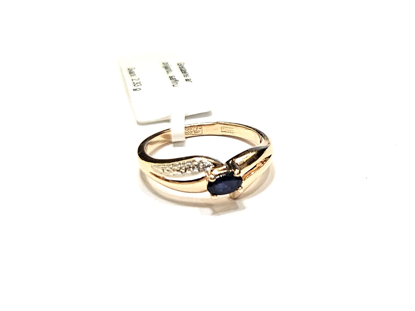 Gredzens ar briljantiem (0.05 ct), safīru (0.10 ct) 1514g3-1161