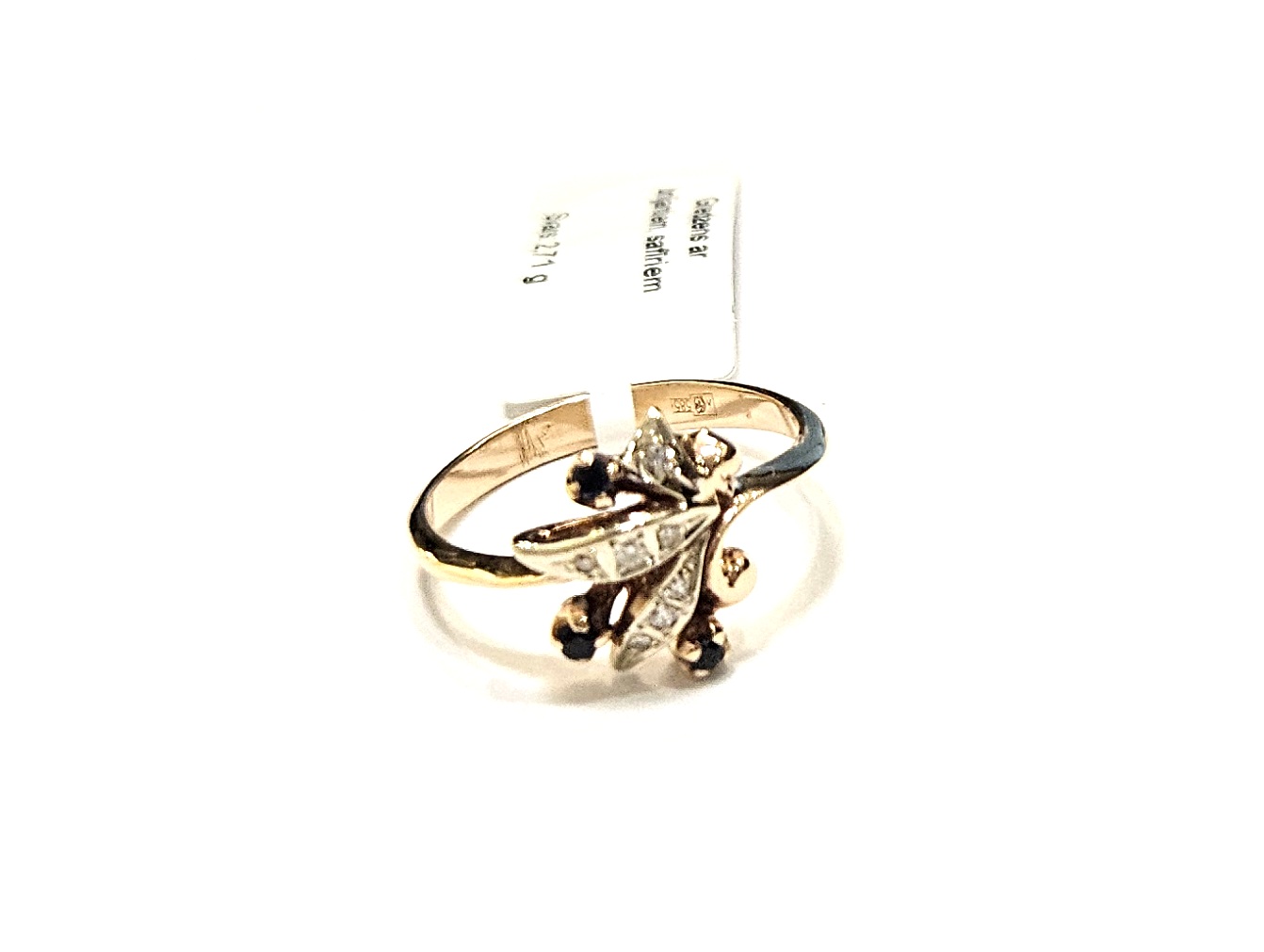 Gredzens ar briljantiem (0.07 ct), safīri (0.06 ct) 1514g1-1161