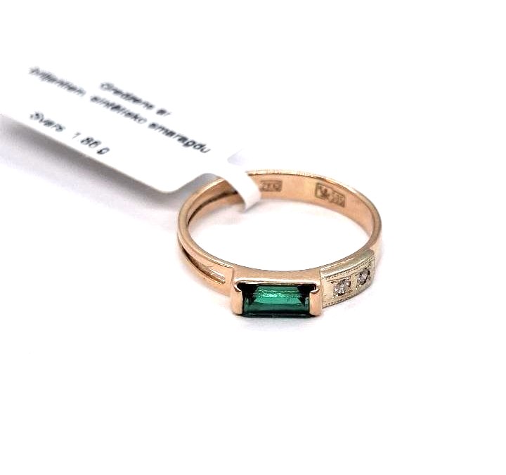 Gredzens ar briljantiem (0.02 ct) un sintētisko smaragdu 3130-3463