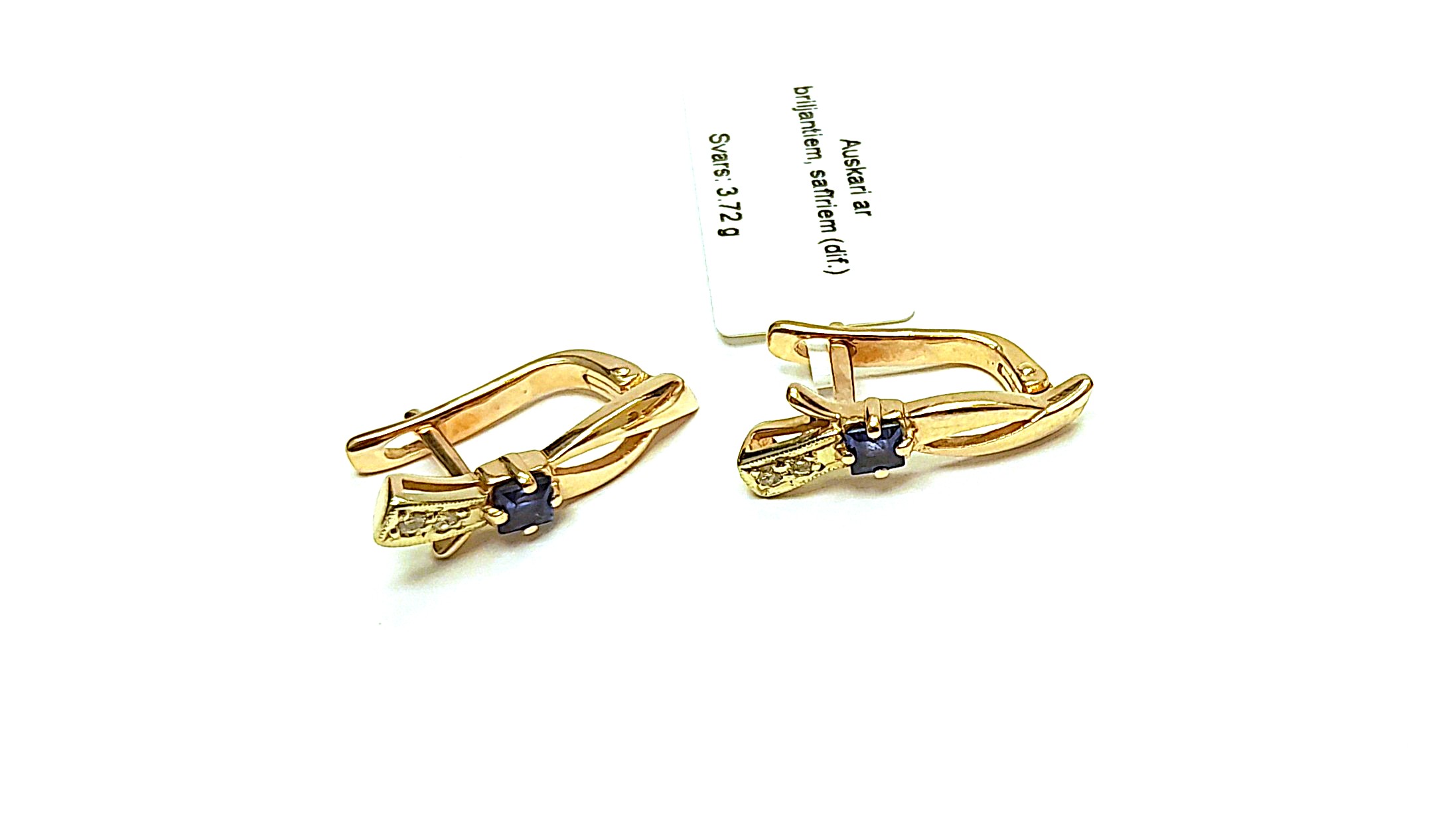 Auskari ar briljantiem (0.02ct) un safīriem 3490-5263