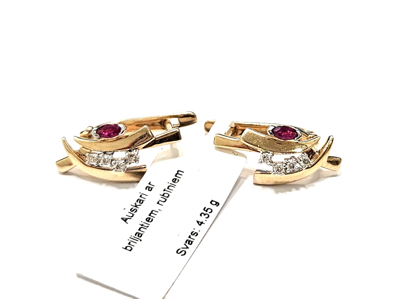 Auskari ar briljantiem (0.16 ct), rubīniem (0.15 ct) 5721-1163